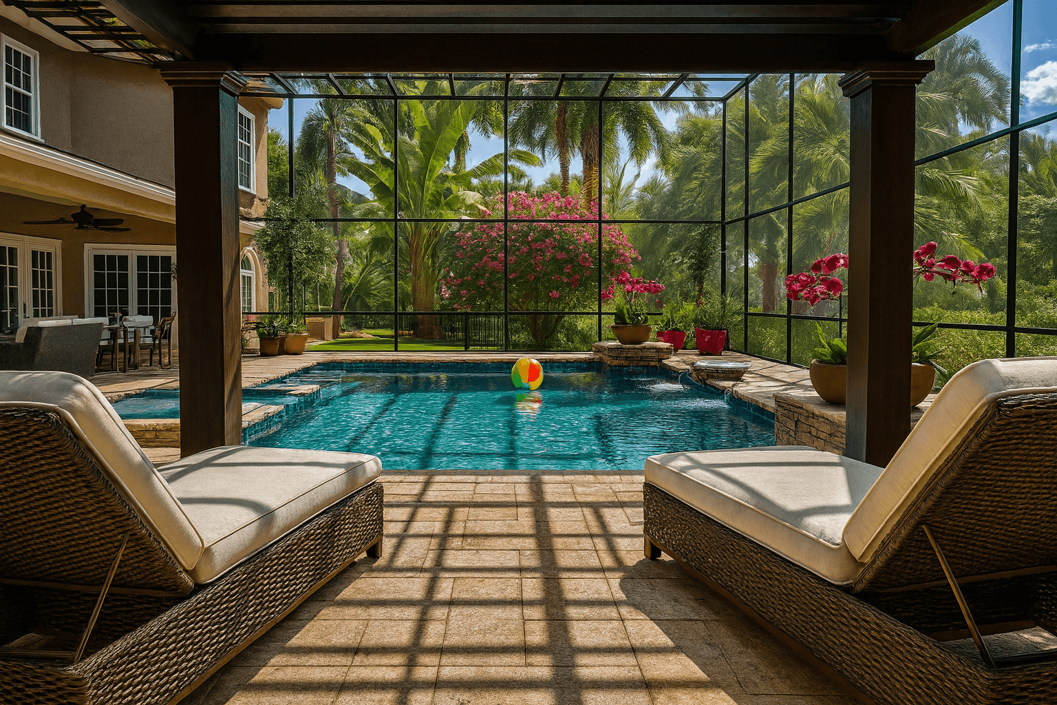 Glass-Enclosed Tropical Sanctuary
