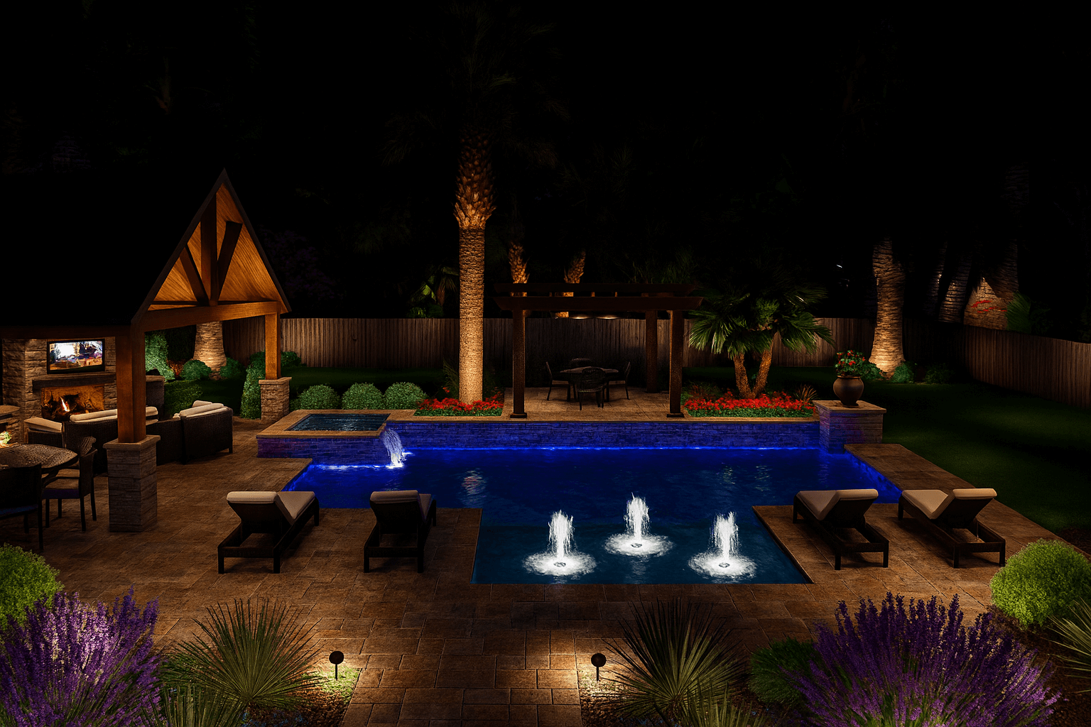 Stone Spa & Pool Combination