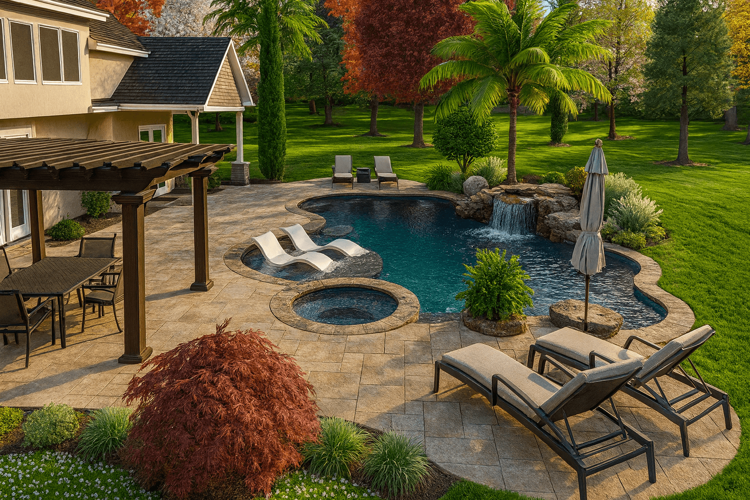Luxury Nighttime Water Features
